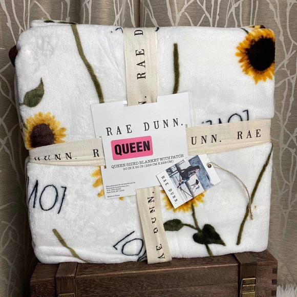 RAE DUNN FARMHOUSE HOME DECOR SUNFLOWER LOVE BED QUEEN HTF RARE VHTF RD NEW